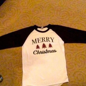 Jerzees unisex three quarter sleeve Christmas shirt.